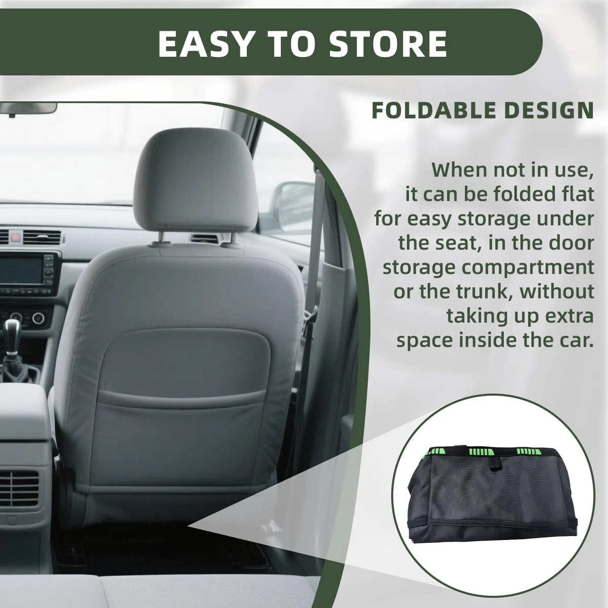 Papelera Coche,Plegable Basura Coche con 50 Bolsas de Basura,Car Accessories para Coche Oficina Hogar, Impermeable y Maloliente Multipropósito Portátil（35 * 26 * 15CM）