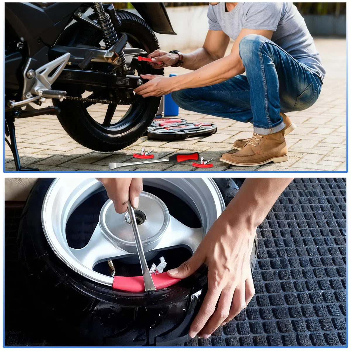 Cuchara de neumáticos, herramienta profesional de instalación de neumáticos, palanca de neumático de bicicleta, adecuado para motocicletas, bicicletas e instalación de neumáticos de coche, 30 piezas