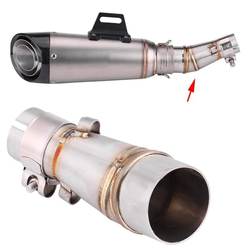 KSTE Tubo Medio de Escape de Motocicleta,Tubo de escape Middle Link y Adaptador de Tubo de Escape, Conector de Tubería de Enlace Medio de Escape de Motocicleta for Kaw-wasaki Z250 Ni-inja 250 13-16