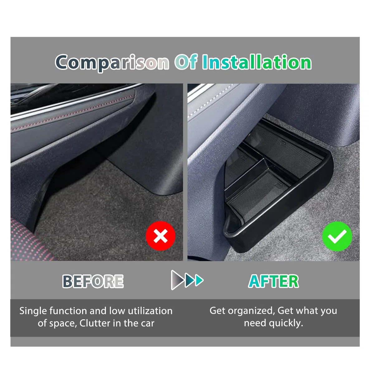 GAFAT Compatible con VW ID.4 2021-2025 2026 Caja de Almacenamiento para Consola Central, Organizador de la Guantera Inferior de Consola Central, ID4 Accesorios (Negro)