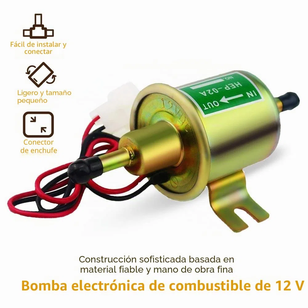 CarBole Bomba de Combustible Eléctrica Universal de 12 V Para Gasolina, Diésel, Bomba Externa (4-7 psi), 380 Bobinas de Cobre Circulares, Corriente de 1,0-2,0 A