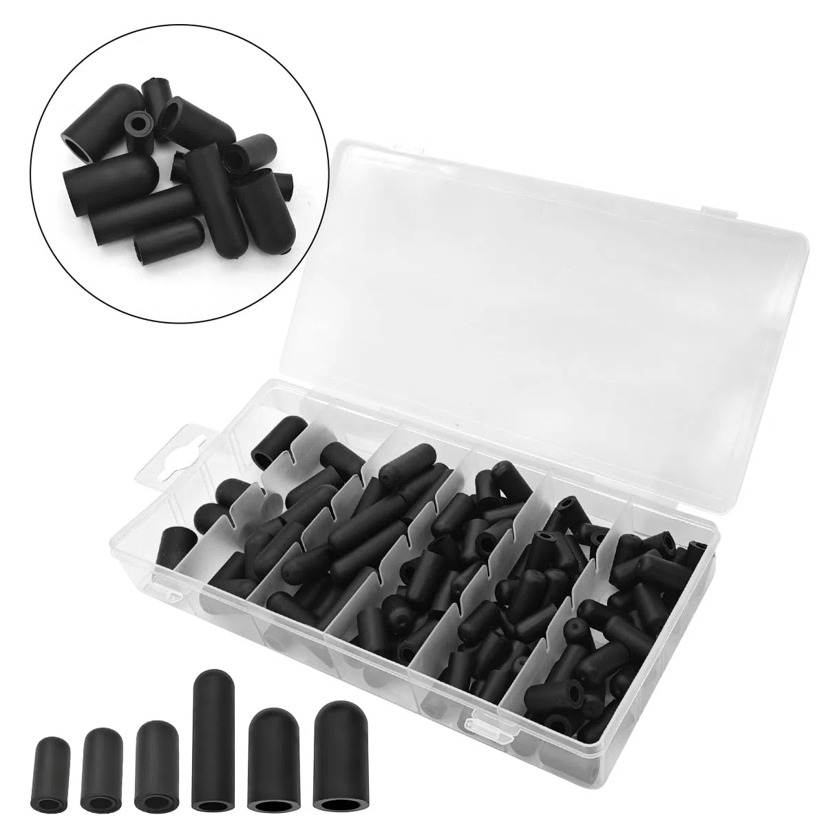 Osilly Kit de 80 Tapones de Vacío para Coche, 6 Tamaños Surtidos de Tapones de Vacío, Tapas de Extremos de Manguera, Juego Surtido para Carburador, Colector, Automotriz, 3/16'' 5/16'' 7/32'' 1/4'' 5