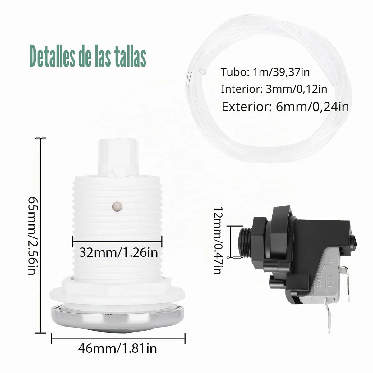 Juego de Interruptor de Botón de Aire de 250 V, Piscina de Spa, Interruptor de Encendido Y Apagado, Interruptor Neumático, Bomba Dde Aire, Equipo Sanitario, Kit de Interruptor de Botón