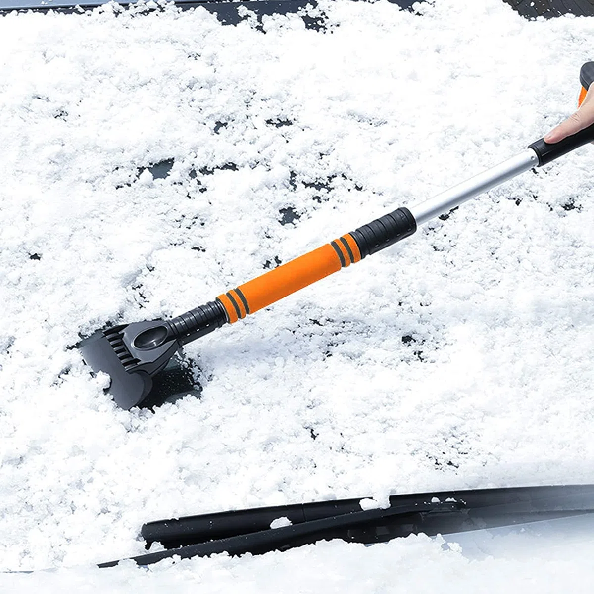 Extracción del Cepillo de Nieve del Coche Extensible con el raspador de Hielo for el Parabrisas del automóvil y el Agarre de la Espuma de la Nieve Desmontable for el automóvil