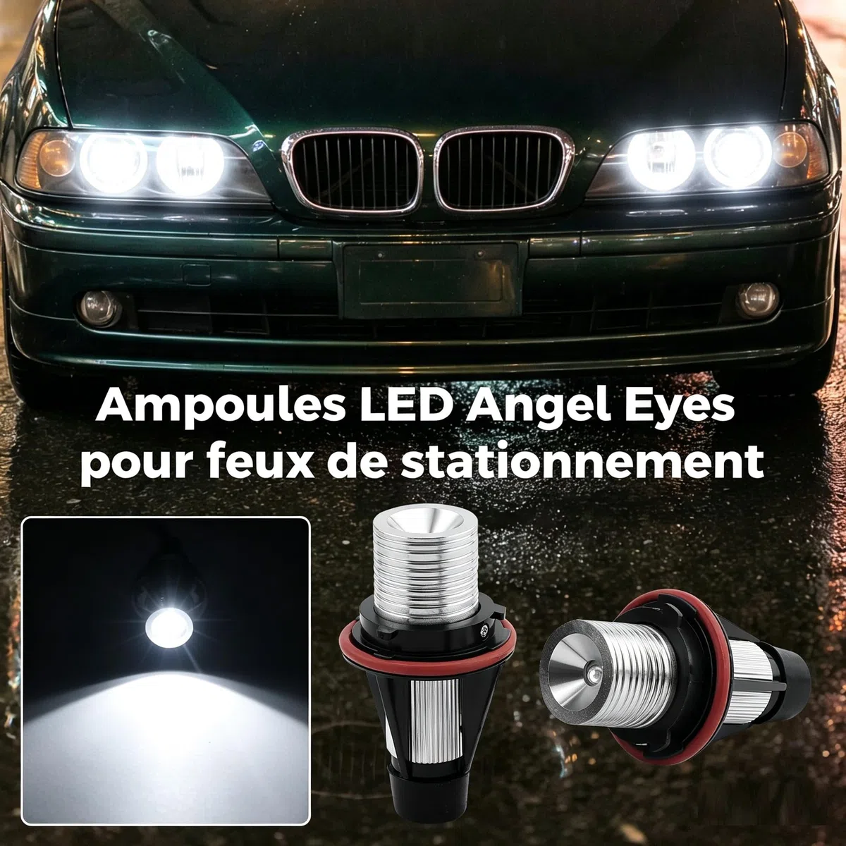Baceyong 2 bombillas LED de ojo de ángel, impermeables, para luces de marcador de ojos de ángel, compatibles con BMW E39 E59 E53 E60 E31 E63 E64 E65 E66 E83 E87 6312694048, 63126916097, 63126929309