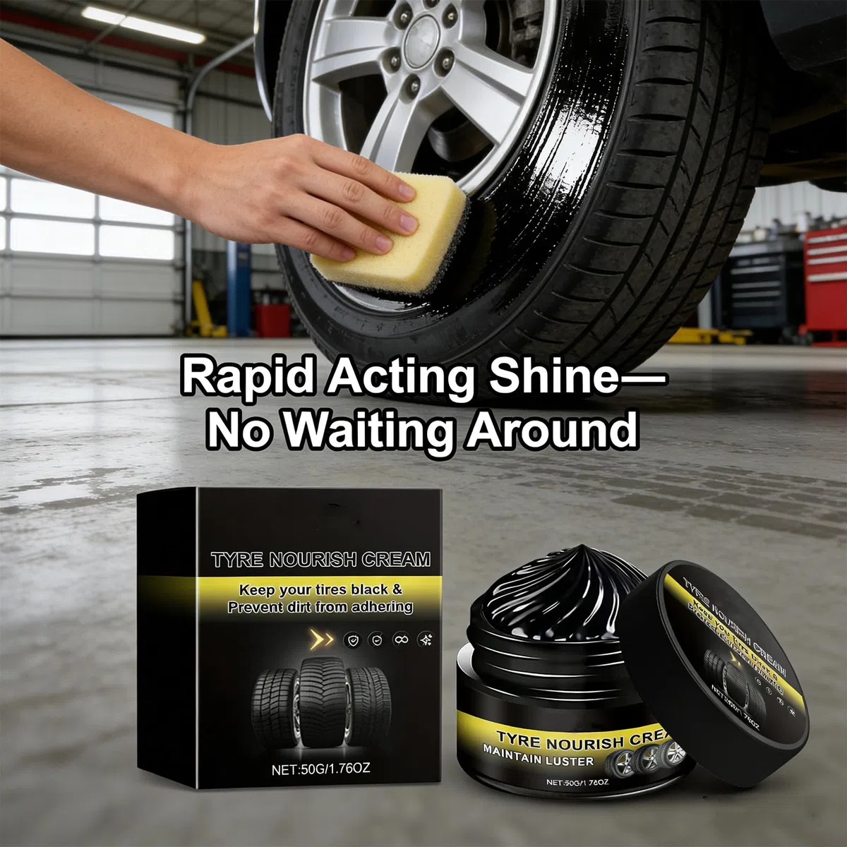 Jeeeun Tire Coating Paste Rapid Acting, Long-Lasting Wet Look High Gloss Shine for Car Truck Motorcycle Rubber Plastic Trim (2 pcs)