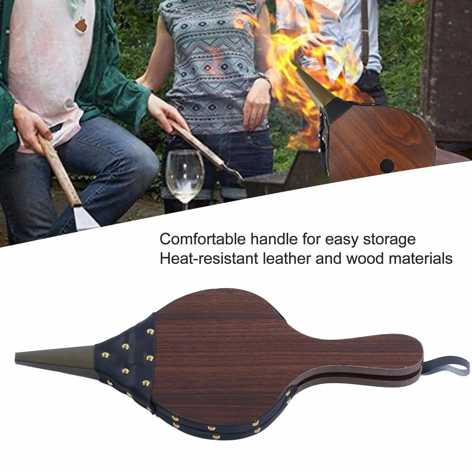 Soplador Barbacoa Manual Fuelle Chimenea Soplador de Fuego Soplador de madera de fuelle para chimenea Fuelle de Fuego de Barbacoa Cocina al Aire Libre