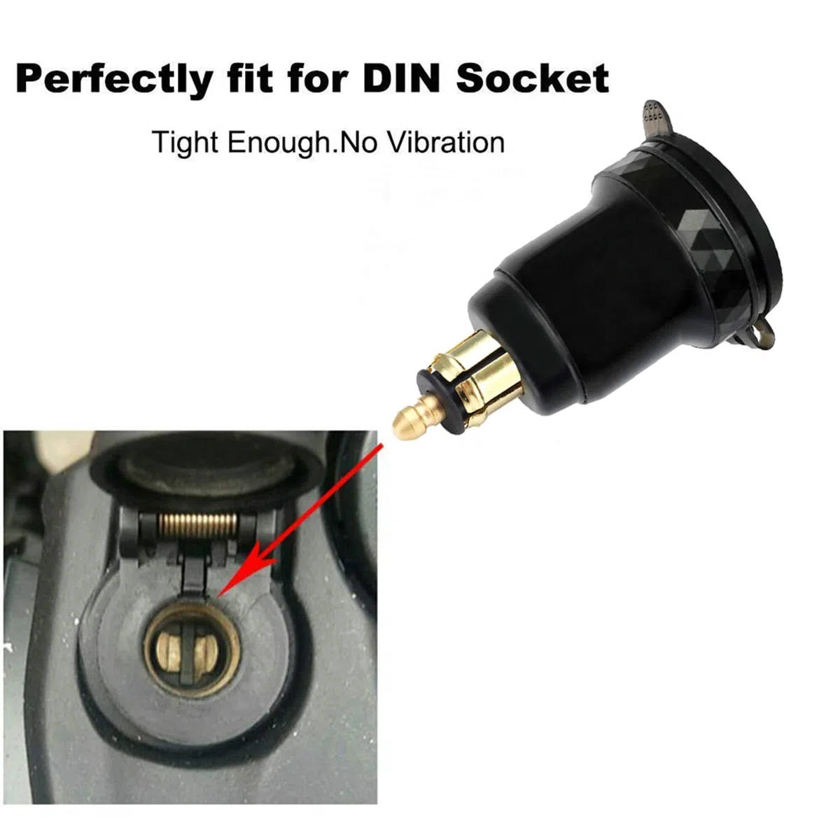 Adaptador de carga USB DIN Powerlet a Dual Quick Charge 3.0 con voltímetro e interruptor para motocicleta Ducati, Triumph, BMW Motos (negro)