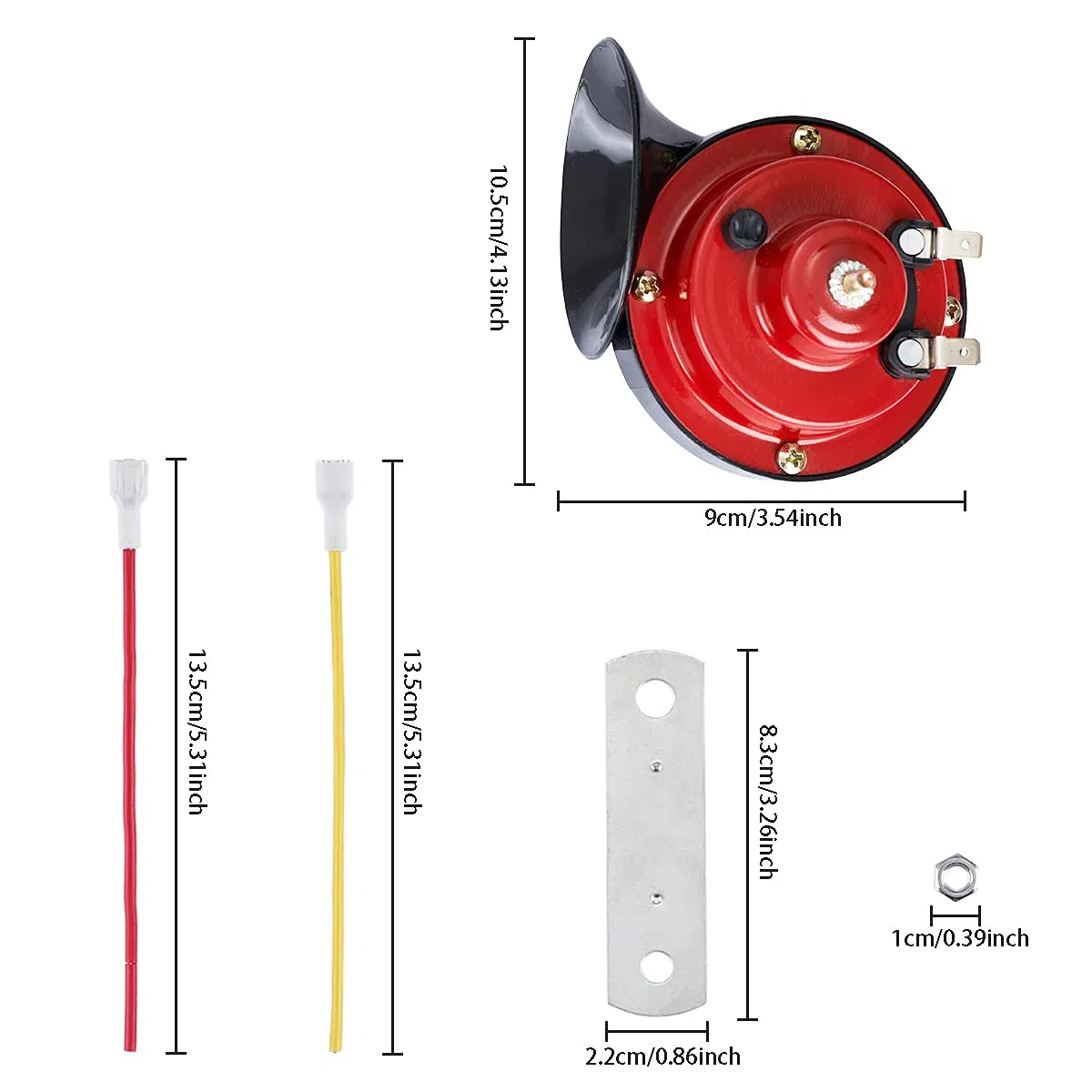 Kikuo Cuerno de Caracol Universal de Doble Tono, Bocina de Aire, con Forma de Caracol, Piezas Bocina de Coche para Coches Camiones Motocicletas Tren Barco, Fácil de Instalar (2 Piezas Rojo)