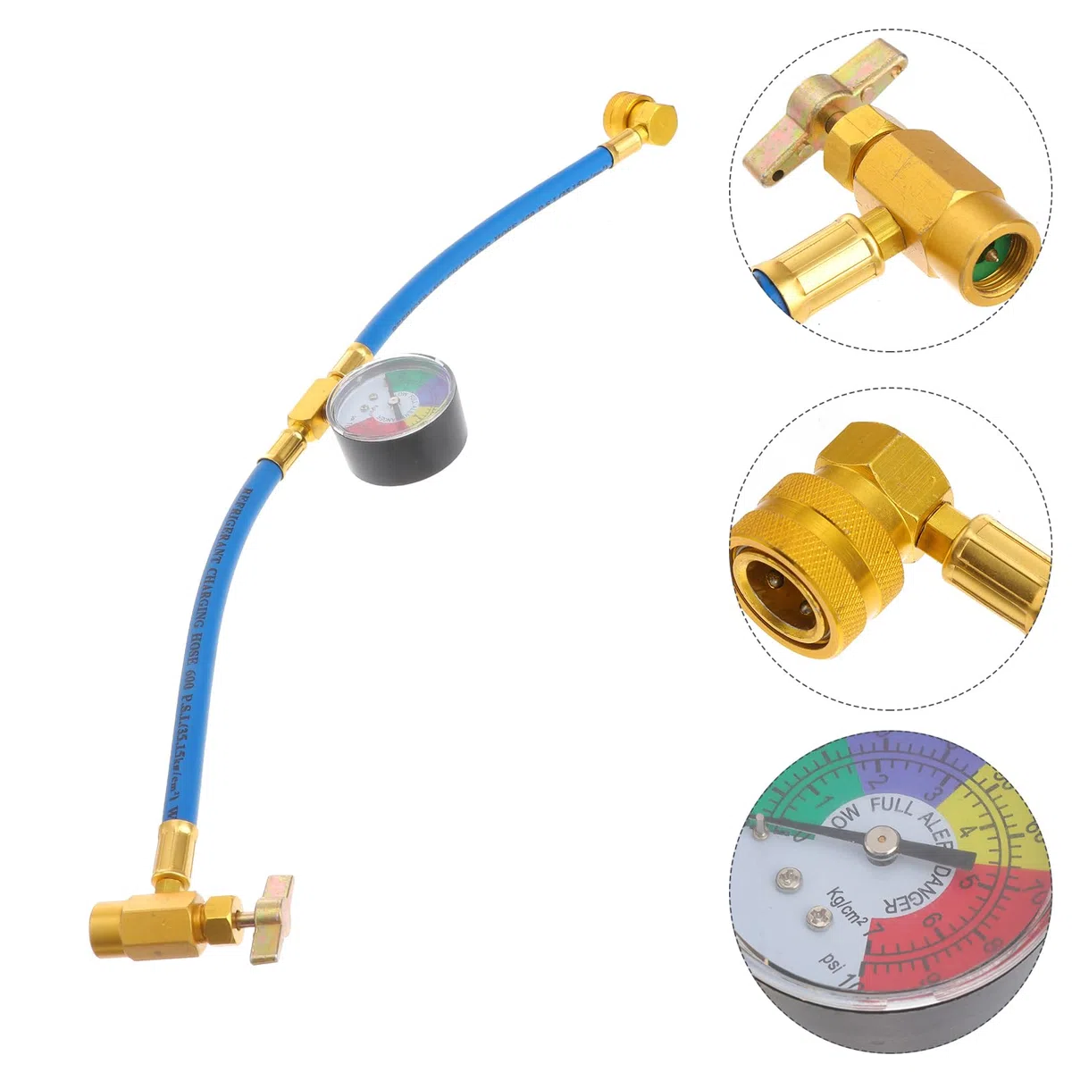 FAVOMOTO Manguera de llenado de refrigerante para coche, R134a, para refrigerantes de coche, para aire acondicionado, para carga de refrigerantes, con conector de 1/2 pulgadas, accesorio R134a R12