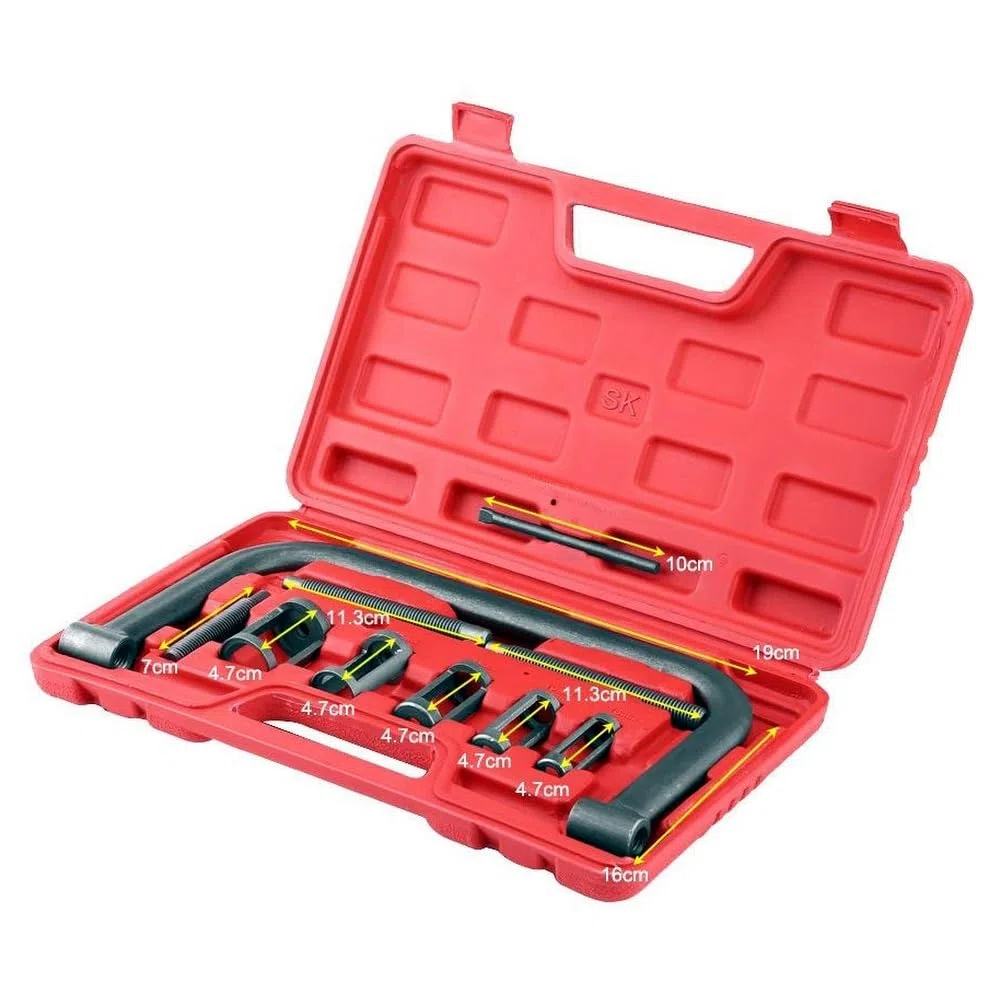 Kit Compresor de Muelle de Válvula 10 Piezas con Adaptadores 16-30mm para Coches Furgonetas Motos y Motores Marinos