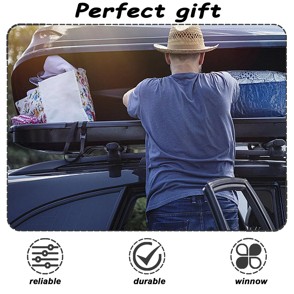 Soporte de Montaje de La Caja del Techo, Caja de Techo Universal de 4 Piezas, Accesorios para Cofres de Techo con 8 Contratuercas Y 2 Vendajes, U Pernos para Caja de Techo Montaje para Coche