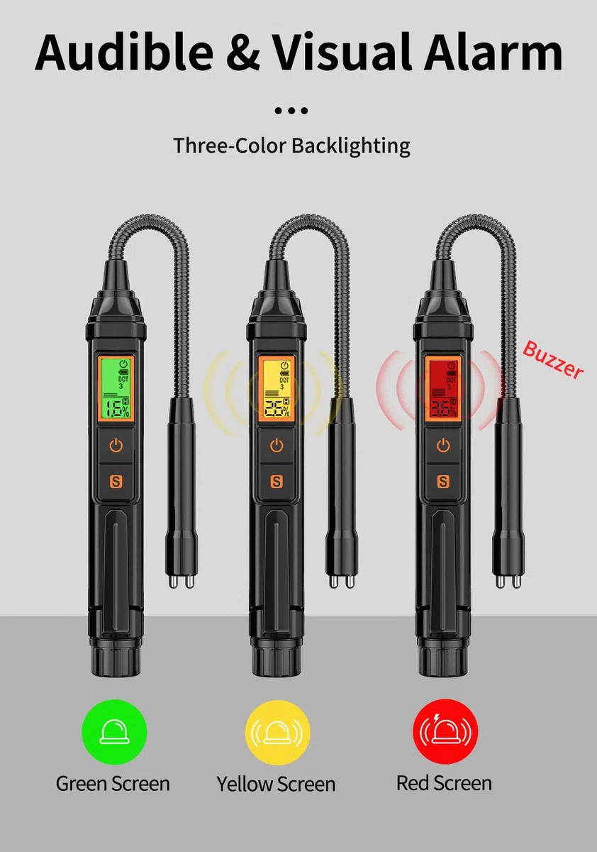NC Probador de Líquido de Frenos, Liquido Frenos de Diagnóstico de Líquido de Frenos con Pantalla para DOT3 DOT4 DOT-5.1