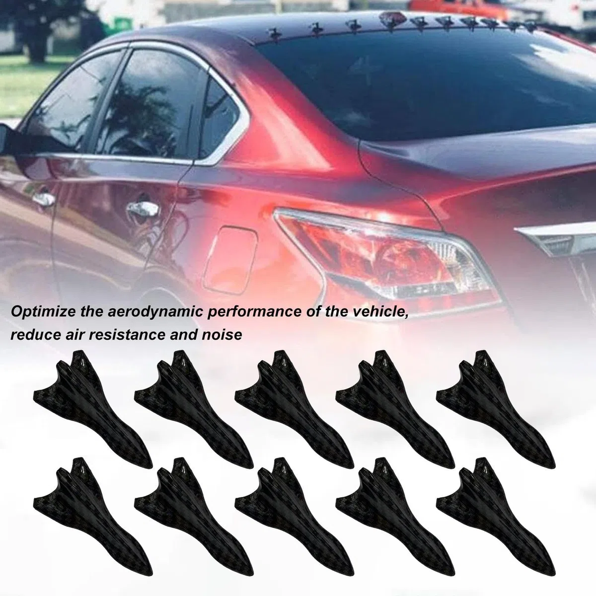 Difusor de Techo de Coche - 10pcs Kit de de Aleta de tiburón automático, Paquete Estilos de Aletas vehículo Decorativo | Spoiler Ella INSTALACIÓN AGINE con un Fuerte diseño Adhesivo para