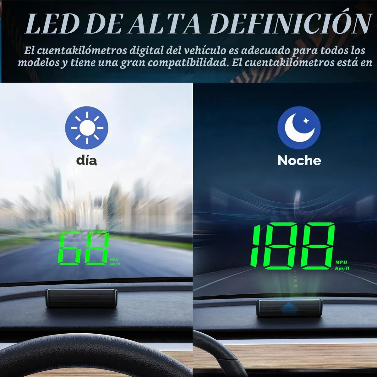 Tacómetro digital HUD Velocímetro: GPS Beidou medidor de velocidad, interfaz USB Plug and Play, proyector de parabrisas, compatible con todos los vehículos