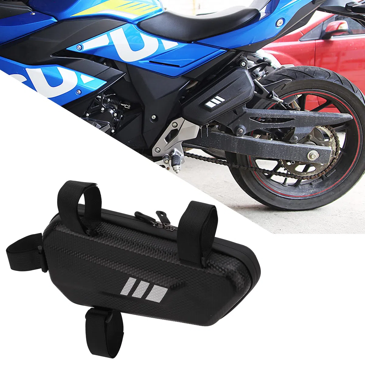 BuyWeek Alforjas para Motocicleta Bolsas de Sillín, 2L Impermeables de EVA de Cuero PU de Malla para el Bastidor Izquierdo