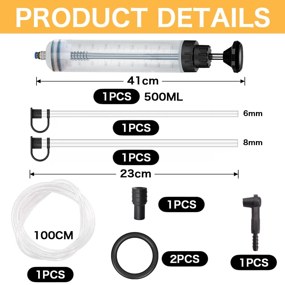 Jeringa Grande,Bomba Aceite Rxtraccion Coche,Jeringa de Succión de Aceite 500ML,Extractor Aceite Motor con Manguera,para Líquido de Frenos,Aceite de Transmisión,Líquido ARefrigerante