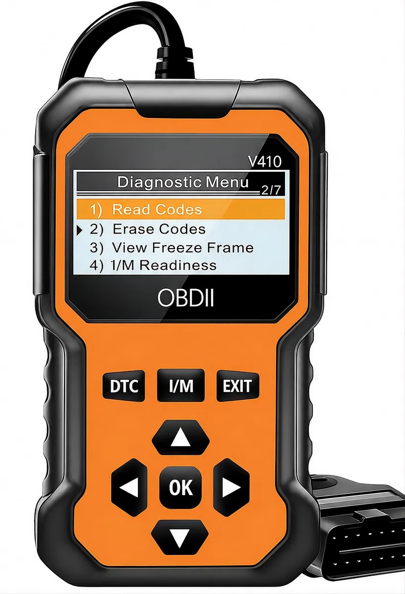 ELECTROMANIA Escáner OBD2 para Coche Naranja – Lector de Códigos de Error Motor, Herramienta de Diagnóstico Automotriz Universal OBDII Desde 1996, Pantalla LCD, Plug & Play