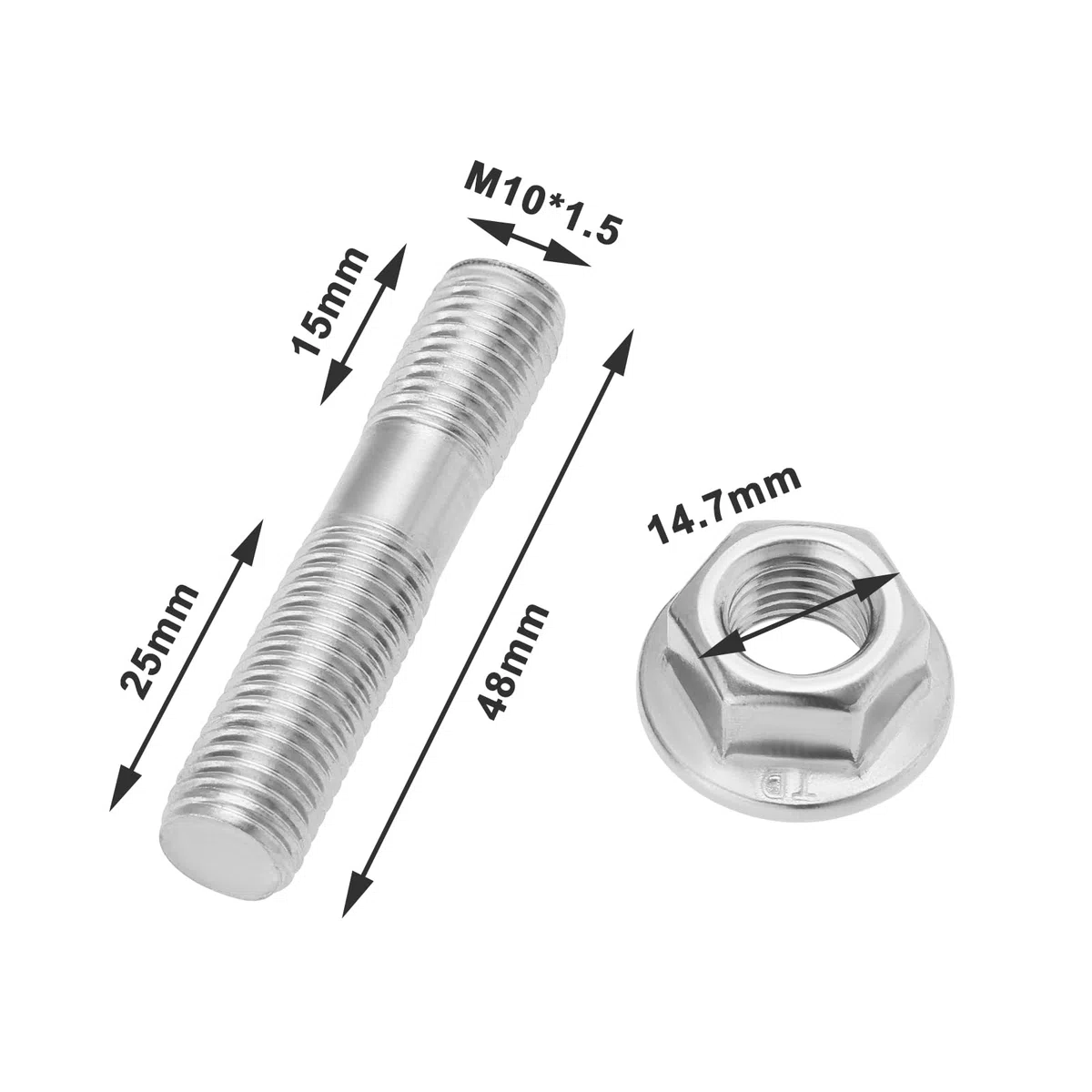 4 Kits de Pernos de Brida Colector de Escape Doble M10x1,5 Acero INOX 304 Compatible con Toyota y Compatible con Nissan