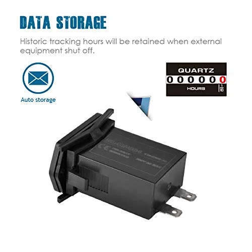 Medidor de horas de cuarzo,CA de 110 V a 250 V,horas totales acumuladas para mantenimiento, almacenamiento de datos para cortacésped generador tractor RV autocaravana (AC110V-250V)