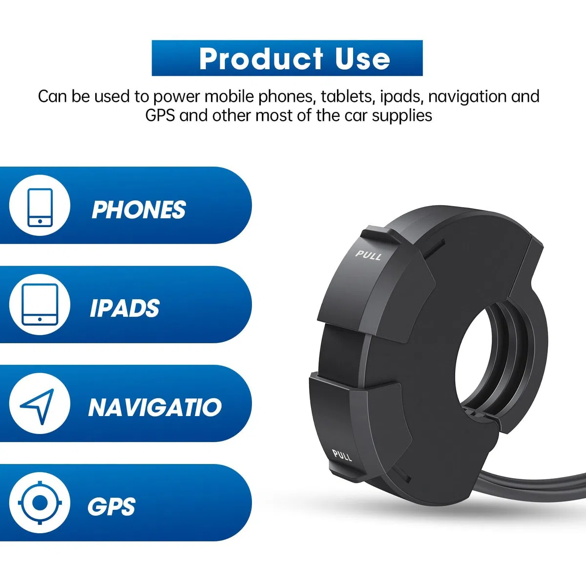 Cargador USB para Moto 48W, 2 Puertos (QC3.0 18W + PD3.0 30W), IP65, Toma USB-C 12-24V – Carga Rápida para Viajes & Aventura/Día a Día/Exteriores – Compatible con Teléfono/GPS/Cámara