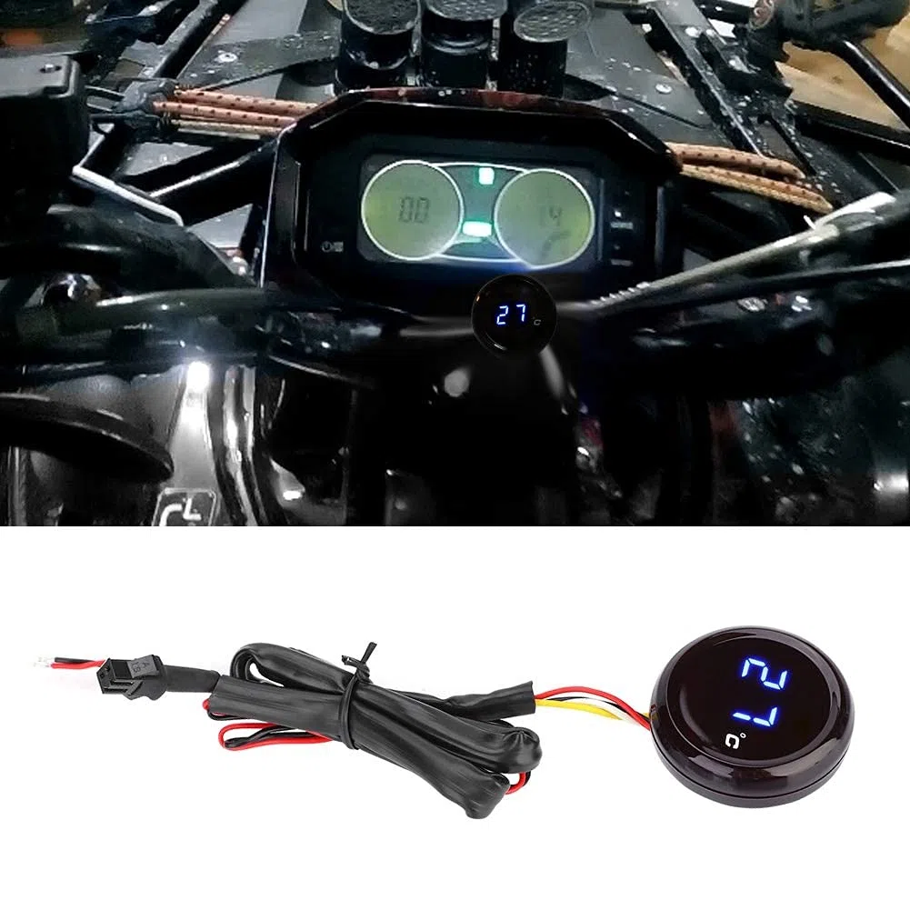 Yctze Termómetro de motocicleta, termómetro digital medidor de temperatura del agua para MT-03 / / X-R600 (Azul) for marcador de temperatura moto, reloj de temperatura agua para coche, yamah