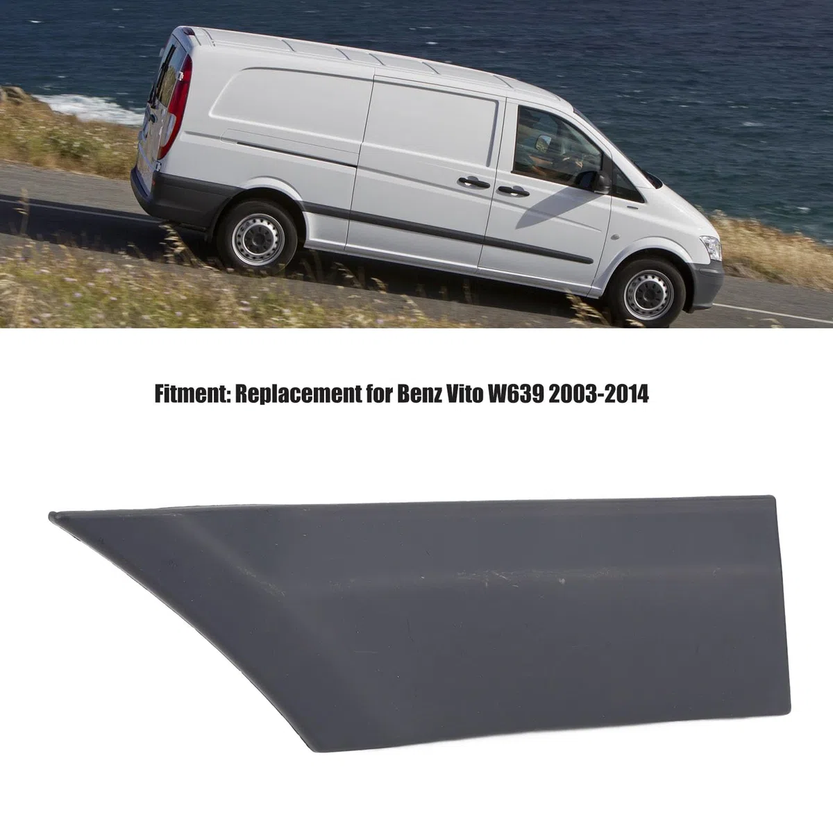 Moldura Protectora Impermeable para Puerta Trasera para Vito W639 2003-2014 con Ajuste sin Costuras, Material ABS, Instalación de Reemplazo Directo (Derecha: 6396902862)