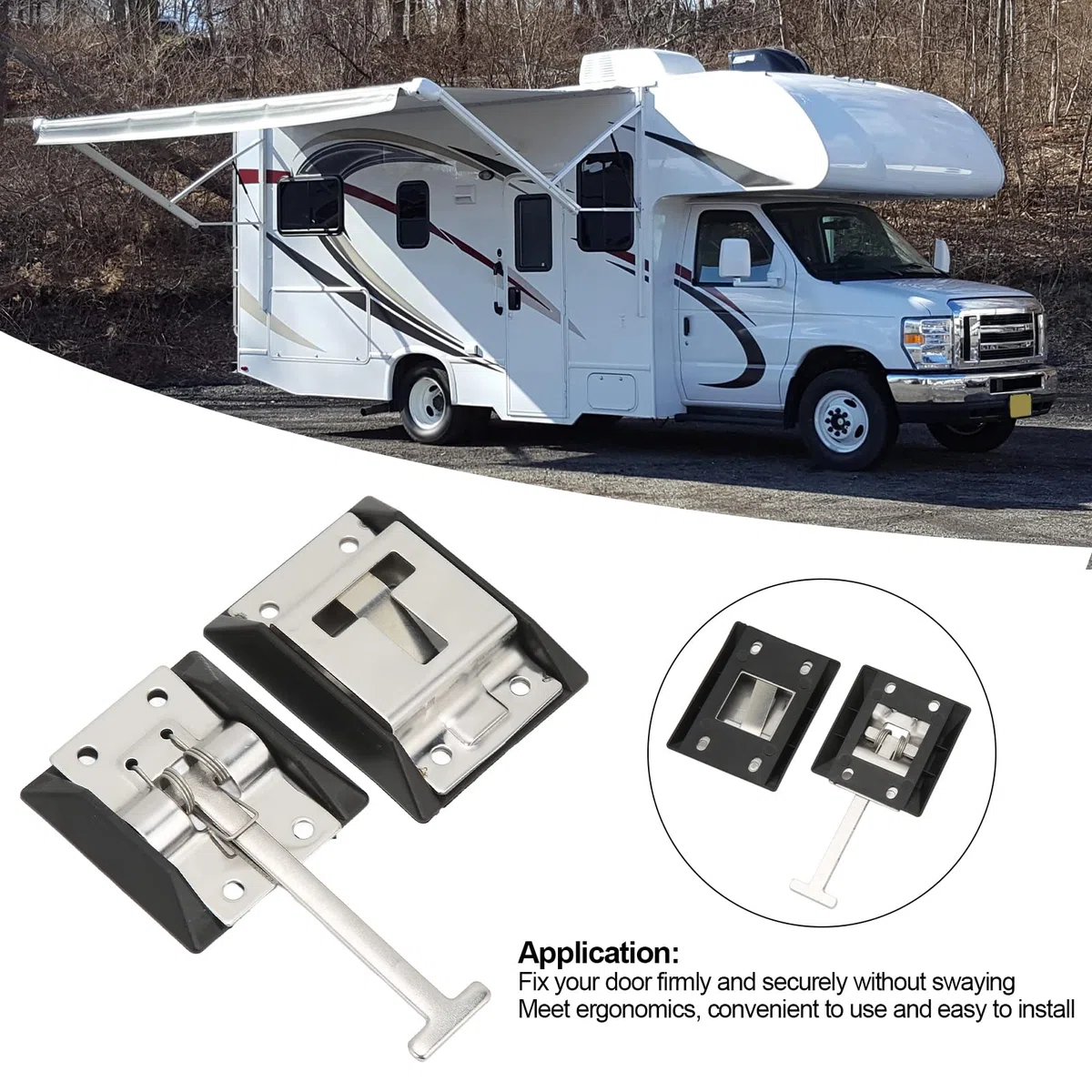 Soporte para Puerta de Remolque Estilo T, Acero Inoxidable 316, Resistente, Universal, Entrada Pulida para RV, Remolque, Caravana, Casa Rodante