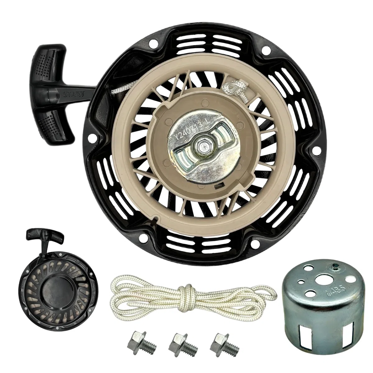 Conjunto de arranque manual GX160 GX120 GX200 cuerda de tracción negra con polea para motores pequeños Honda Champion Coleman Firman de 5.5 y 6.5 hp