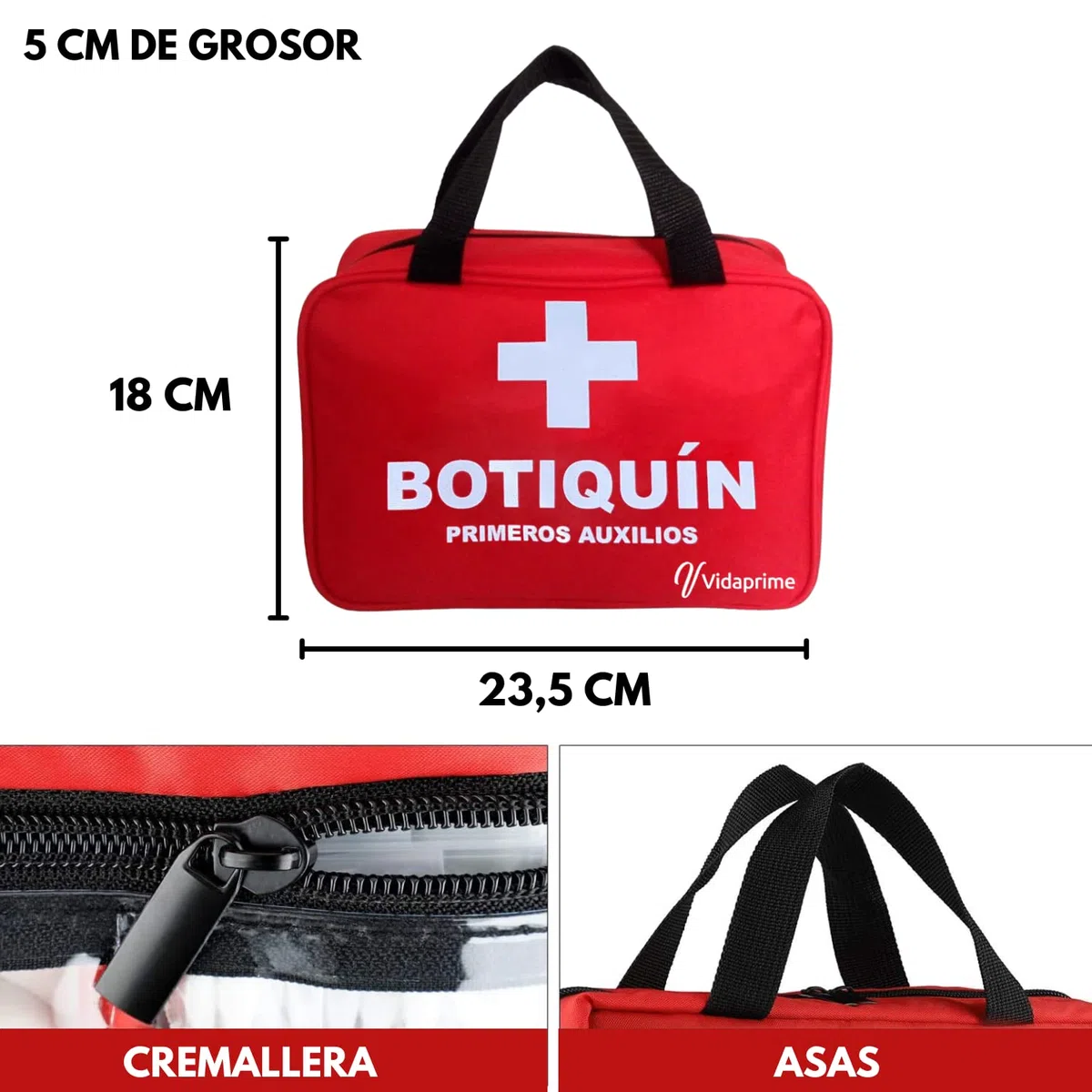 BOTIQUÍN de Primeros Auxilios con Guantes- para Coche, Hogar, casa, Maletín Viaje de Seguridad SUPERVIVIENCIA - Emergency KIT COMPLETO 180 PIEZAS