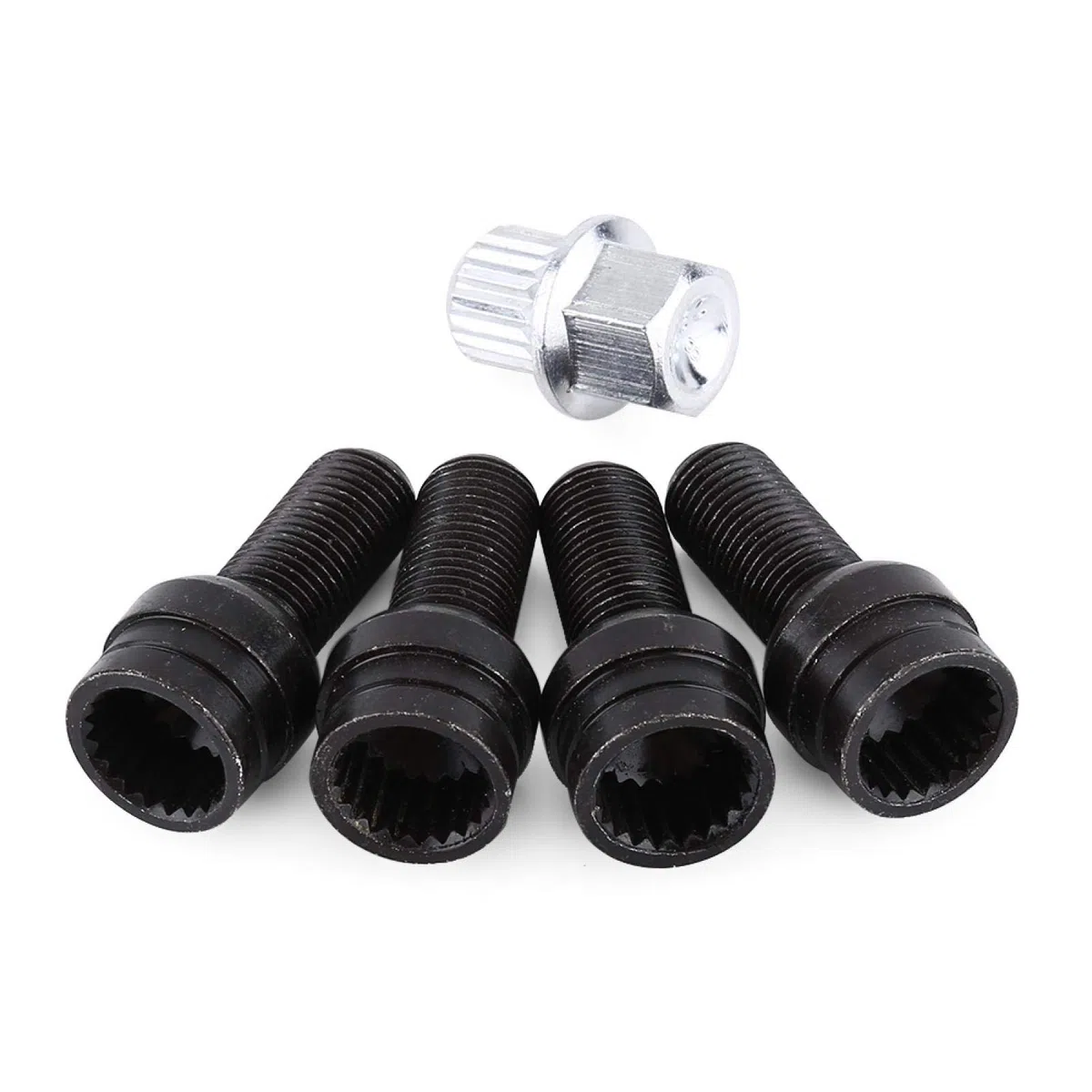 Perno antirrobo M14x1.5, Qiilu Pernos, tuercas y remaches de ruedas, tornillos de seguridad, tornillos de rueda tuercas de bloqueo 4 + 1 M14 x 1,5 mm