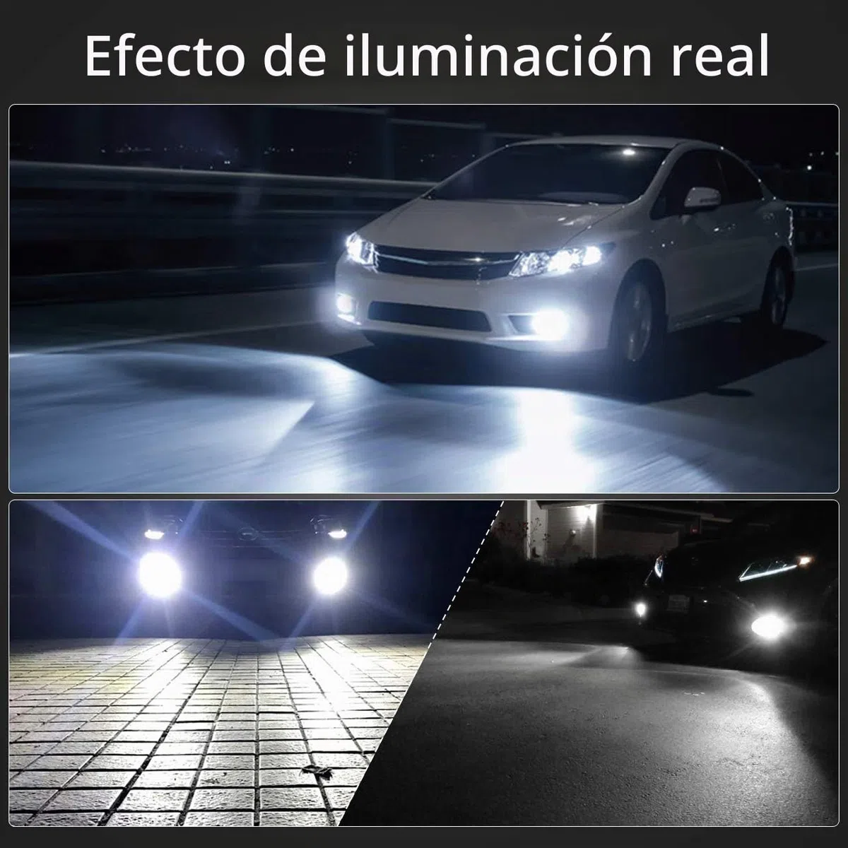 KATUR Bombillas de luz antiniebla LED H11 H8 H9 3570 Chipets Extremadamente Brillantes 2400 lúmenes Solo para luz Diurna DRL o Luces antiniebla, Blanco xenón (H11, H8, H9 H16 (Japón) Blanco)