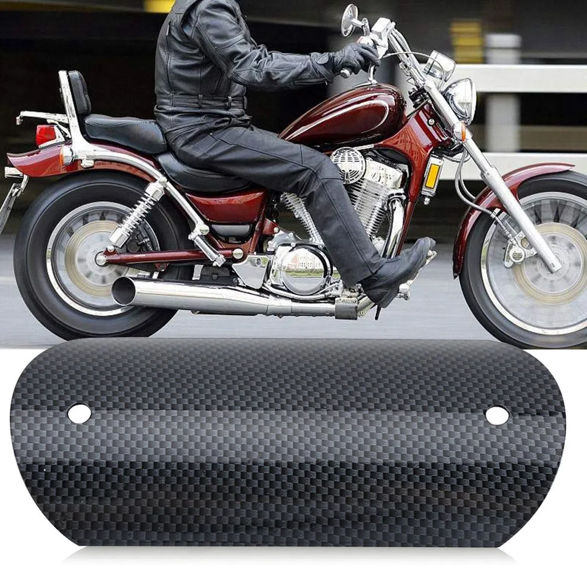 Qiilu Auto y Moto sistemas de escape Deflectores de calor, Escudo térmico, tubo intermedio de motocicleta Link tubo protector protector de talón (negro)