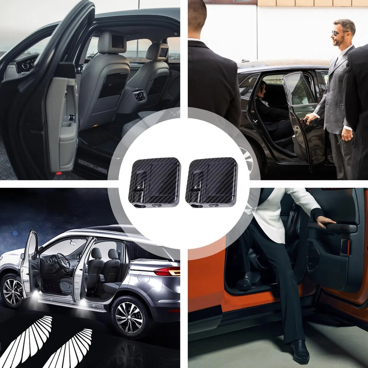 2 pares de luces de proyector de puerta de coche con alas de ángel, luces de charco de coche, luces inalámbricas de bienvenida para umbral de puerta de automóvil, luces de ambiente con proyector de