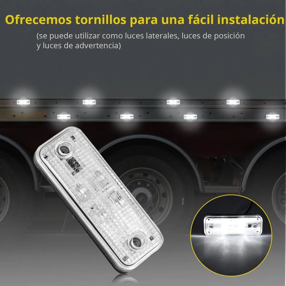 PROZOR 4 Pcs Luces Laterales Luces de Posición LED con Certificación E-mark 12/24V Luces de Advertencia Impermeable IP67 para Motos, Coches, Camiones-Blanco
