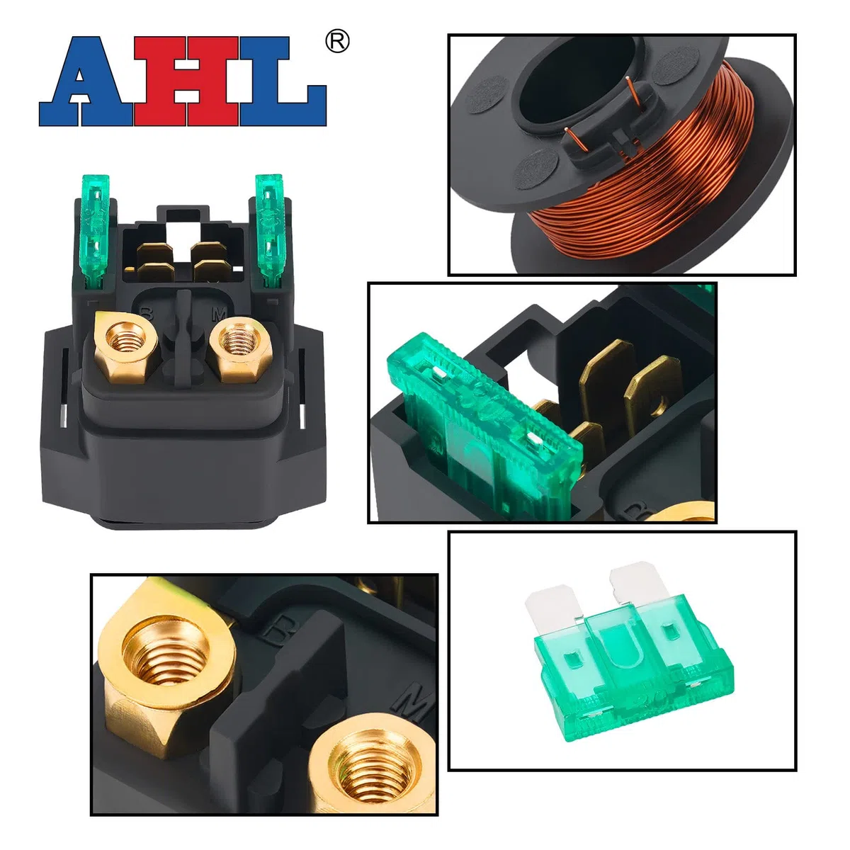 AHL Motocicleta Relé de Arranque Solenoide 4BH-81940-00-00 4BH-81940-02-00 Compatible con Yamaha FZ6-SHG FZ6 FAZER S2 2007-2009/FZ6-S FZS6V FZ6 FAZER 2006/FZ6-SHG FZS6Y FZ6 FAZER S2 2007-2009