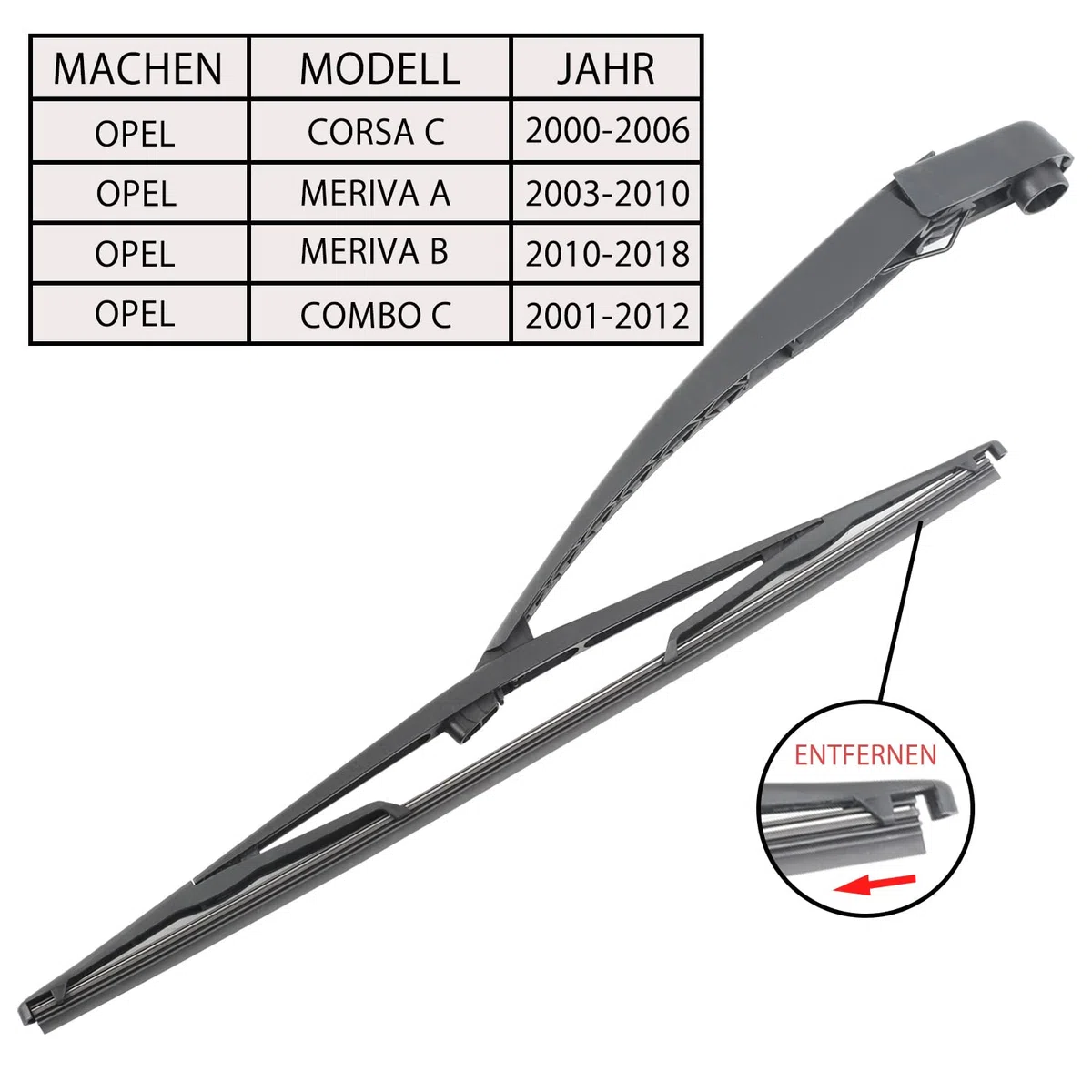 Limpiaparabrisas trasero de 410 mm, brazo limpiaparabrisas trasero de 340 mm, para Corsa C Meriva, juego de limpiaparabrisas para Opel Corsa C (F08, F68) 2000 – 2006
