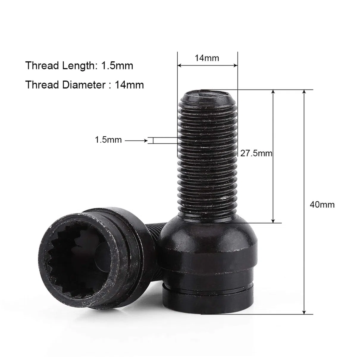 Perno antirrobo M14x1.5, Qiilu Pernos, tuercas y remaches de ruedas, tornillos de seguridad, tornillos de rueda tuercas de bloqueo 4 + 1 M14 x 1,5 mm