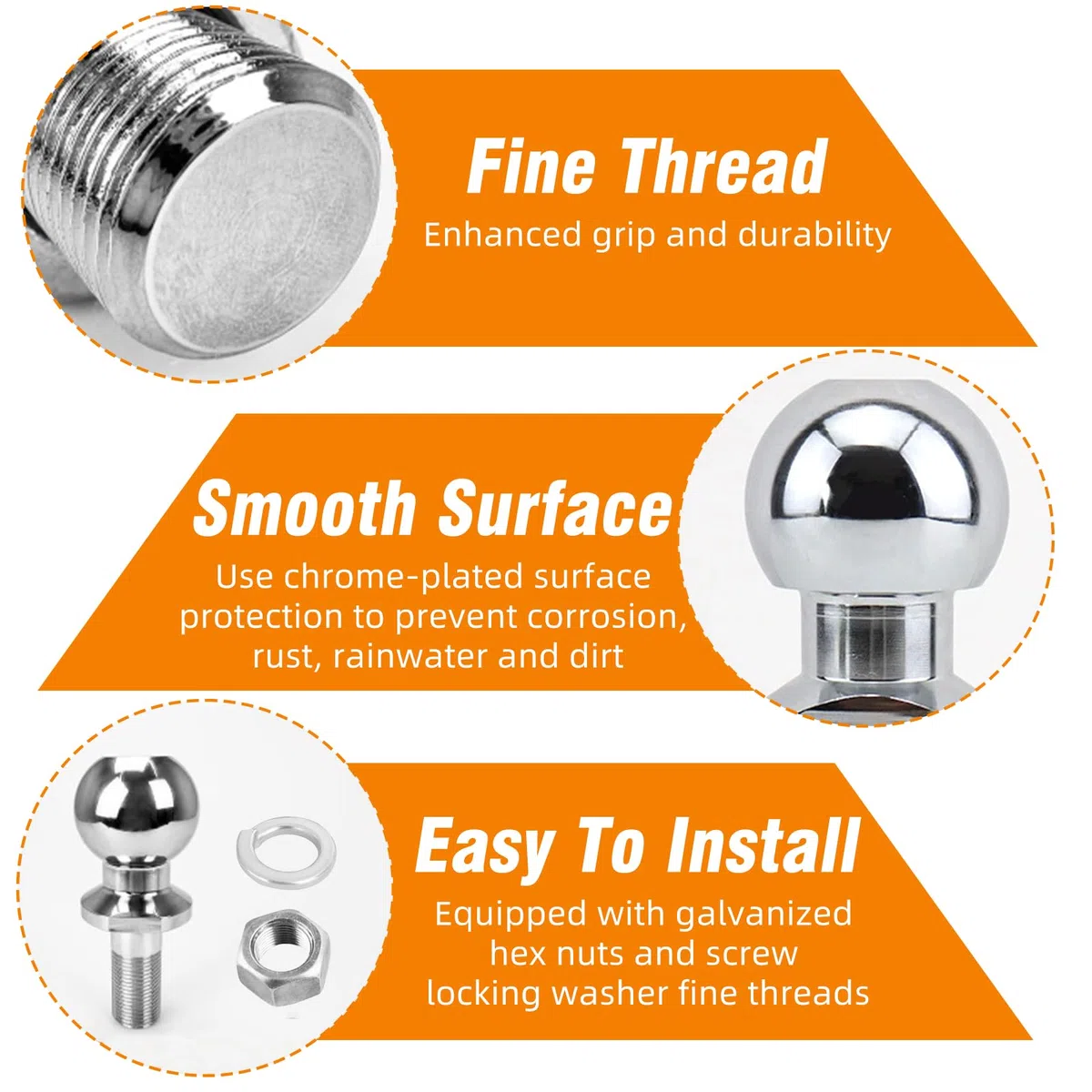 Bola de remolque, 50 mm 3.5t, accesorios de carretilla de bola de remolque universal compatible con coche, autocaravana, camión, tractor