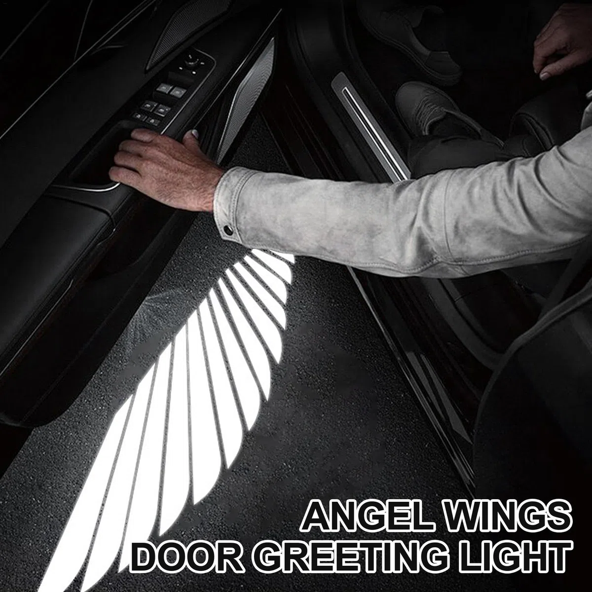 2 pares de luces de proyector de puerta de coche con alas de ángel, luces de charco de coche, luces inalámbricas de bienvenida para umbral de puerta de automóvil, luces de ambiente con proyector de