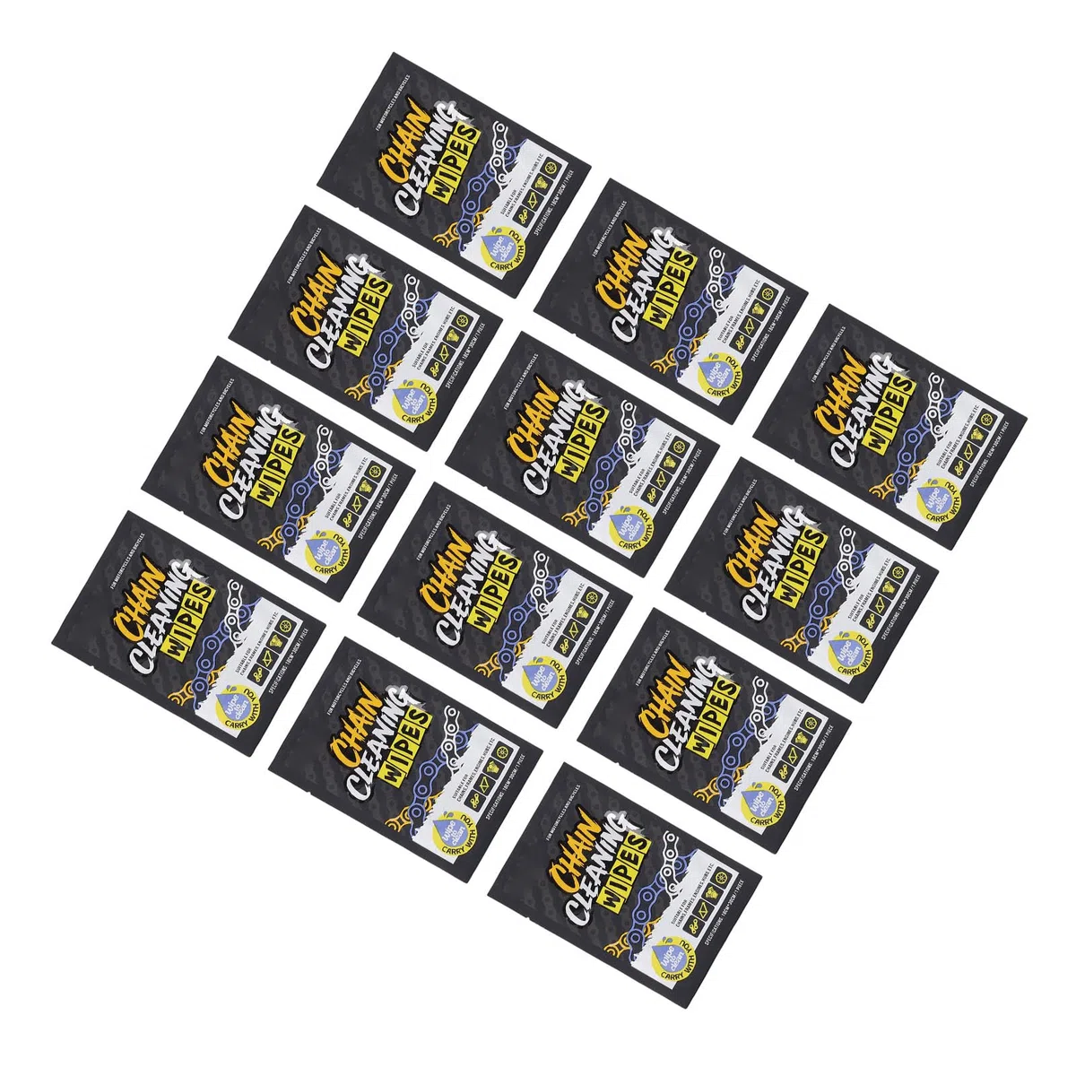 Toallitas para Cadenas de Bicicleta, 12 Uds., Empaquetadas Individualmente, Eliminación Rápida de Aceite para Marcos de Cadenas de Motocicleta, Fórmula Suave