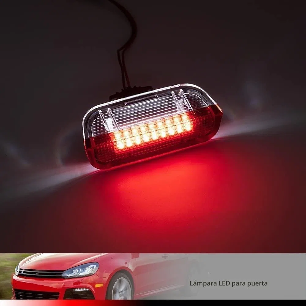 Luces LED Blancas/Rojas para Umbral de Puerta VW Golf MK5 MK6 T-iguan P-assat B6 B7 EOS S-haran J-etta Superb, Luz de Cortesía con Aviso Trasero, CAN-Bus, Arnés Incluido, 2 Unidades
