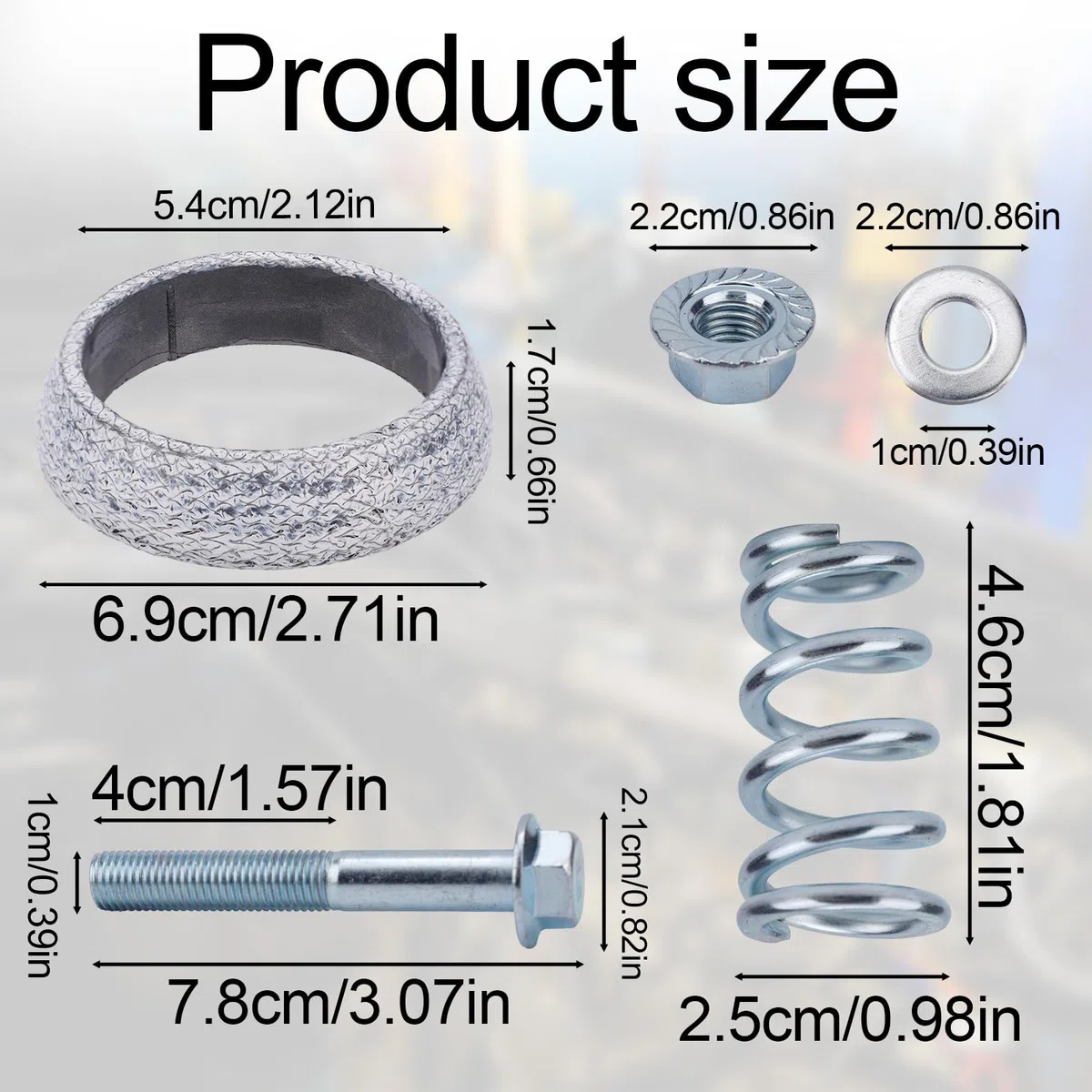 2 Juntas de Colector de Escape & 2 Pernos, Junta Donut Alta Temperatura con Resortes Amortiguadores para Reparación Escape Auto Camión SUV (54mm)