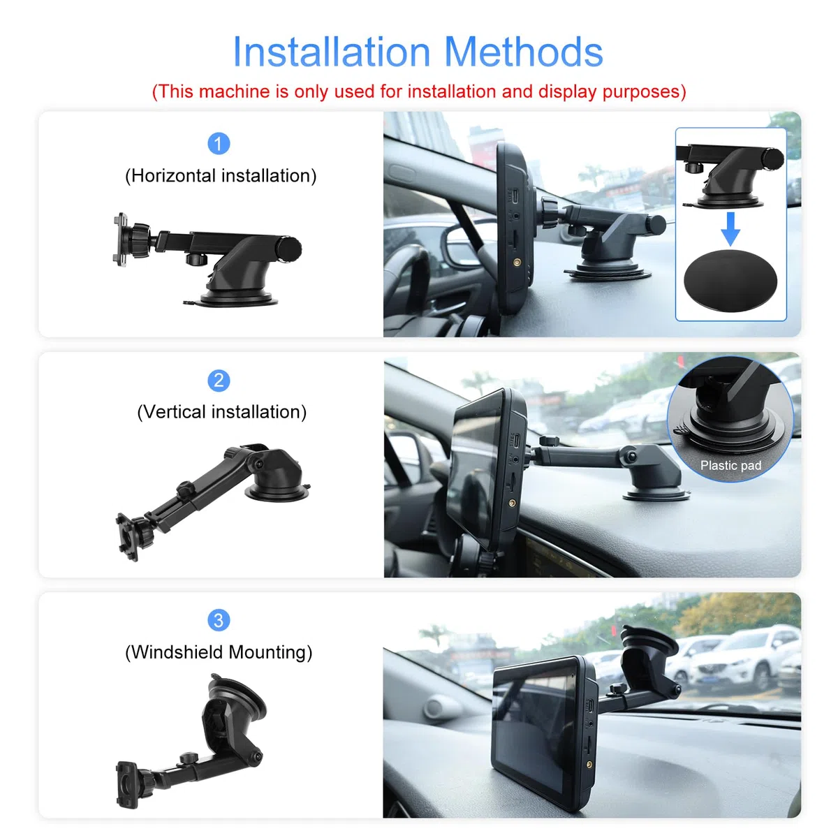 Hodozzy Soporte de Ventosa Flexible para Parabrisas y Salpicadero para Autorradios Portátiles de 6,8/7/9/9,3/10,26 Pulgadas, para Pantalla Carplay portátil Android Auto para Coche