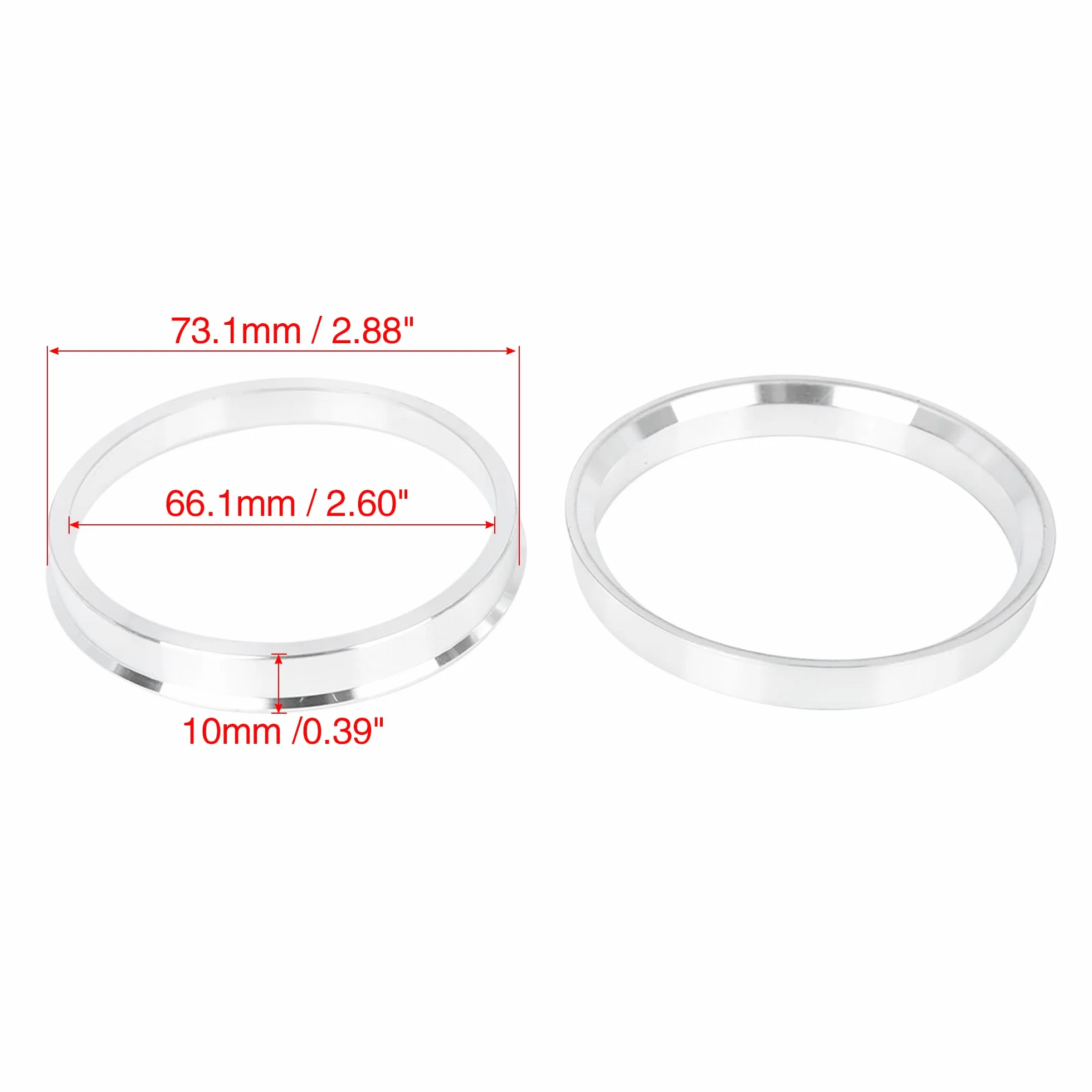 X AUTOHAUX 4Pcs 73.1 a 66.1 mm Aluminio Aleación Coche Cubo Centrado círculos Anillos de Centrales