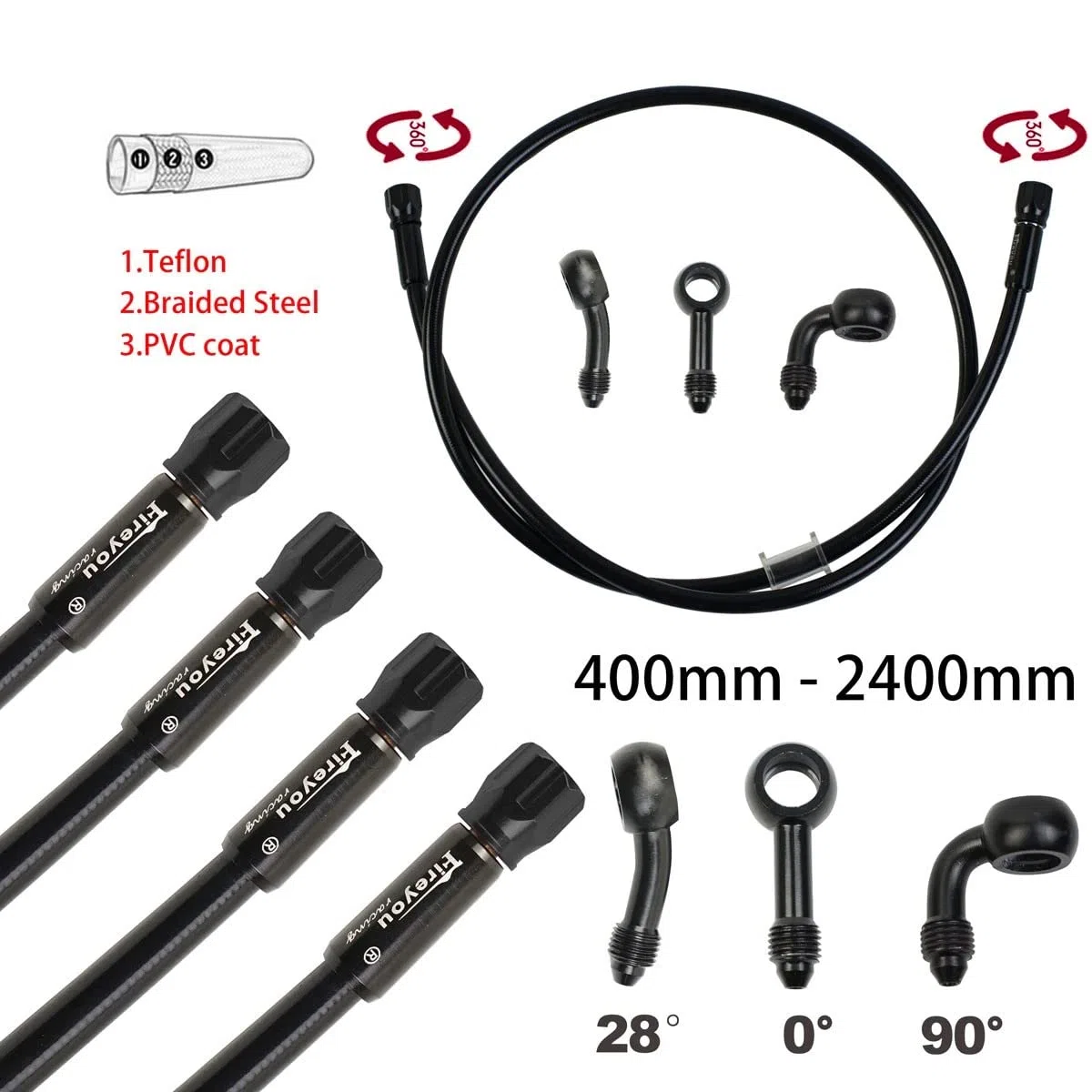 Manguera Tubo de freno de acero 3 en 1 inoxidable para motos, motocross, trial, pitbike (1200)