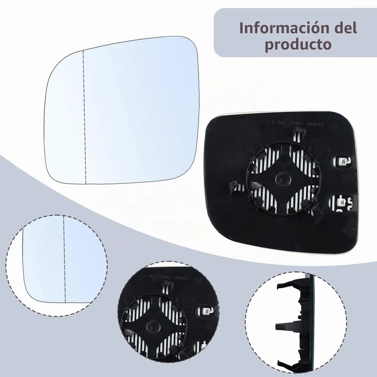Cristal de Espejo Retrovisor Izquierdo Calefactable de Repuesto para VW T5 2003-2009, Caddy 2004-2015, Espejo Exterior Convexo para Marcha Atrás