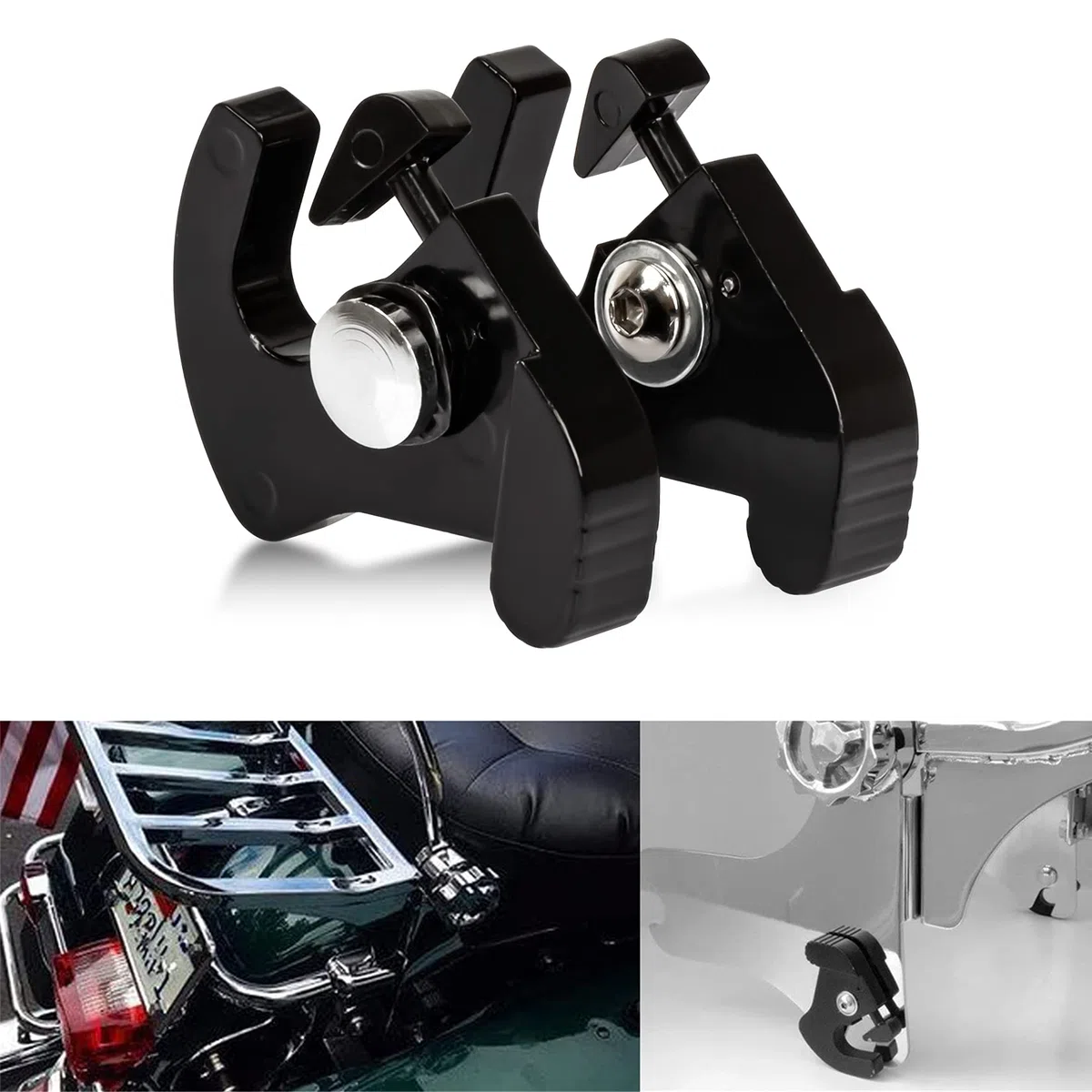 Clips para Barra De Respaldo para Electra Road Street Glide Road King Softail Night Train 883 1200 Todos Los Años,PSLER Clip De Sujeción para Portaequipajes con Barra De Respaldo Giratoria