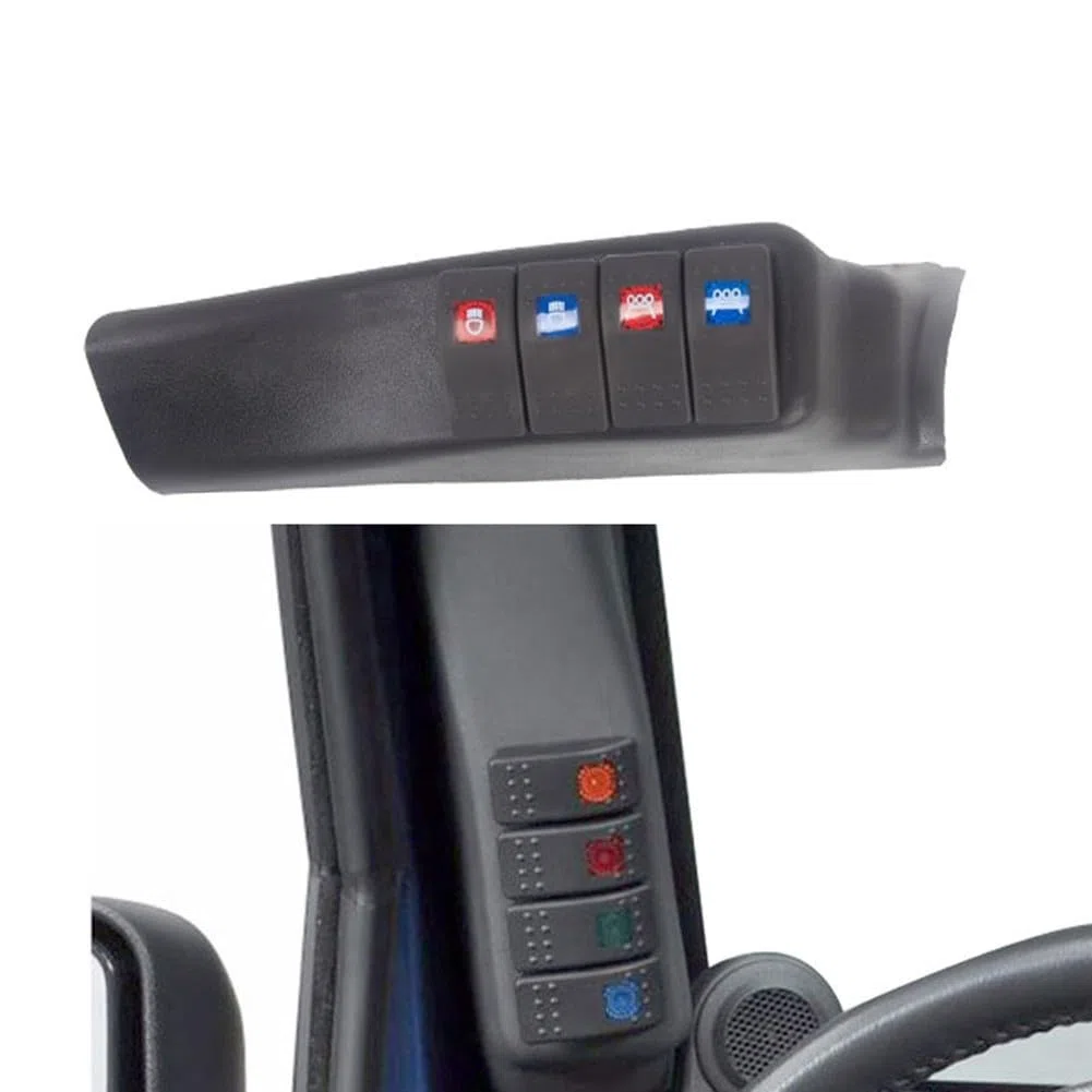 Conjunto de cápsula de interruptor para Jeep para Wrangler JK 07 a 10 Zona del pilar A izquierdo con agujeros precortados para 4 interruptores estilo basculante