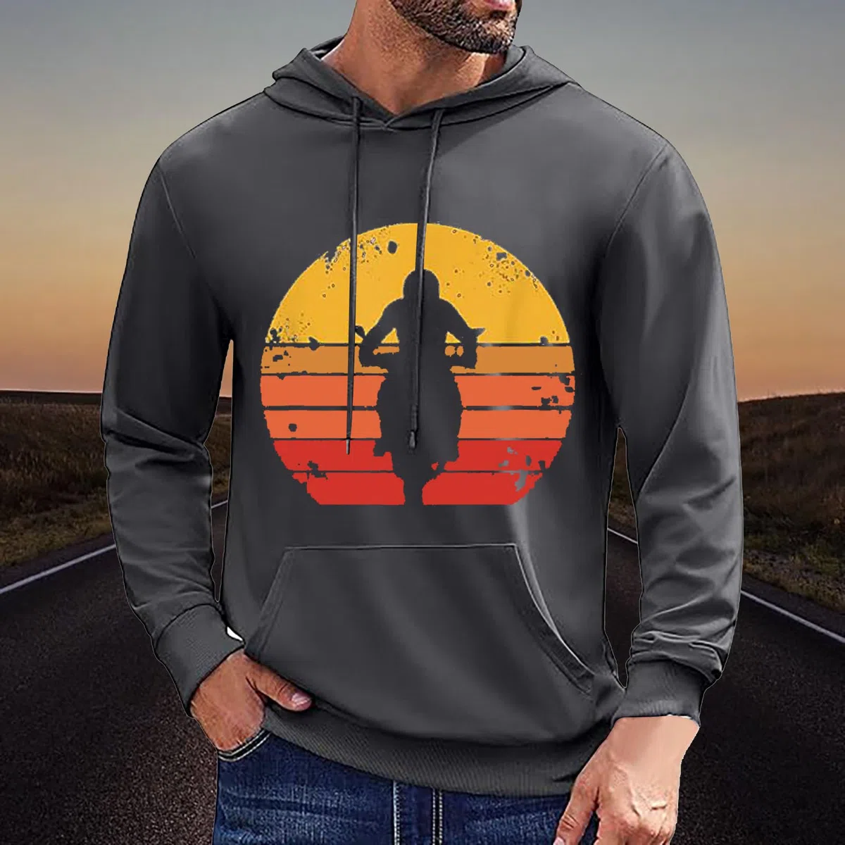 Generisch Sudadera con capucha de manga larga con cordón para hombre, informal, parte de la moto, parte de